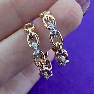 💛 Hillberg & Berk 925 Rose Gold Emily Hoop Earrings | Sparkle Cable Link